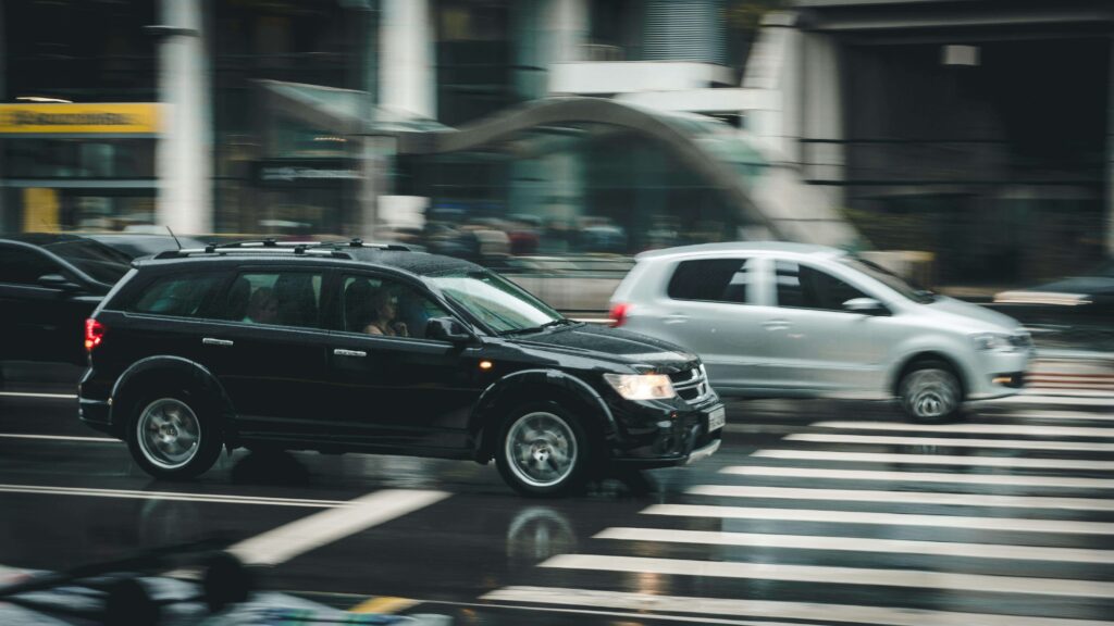 Woman Casually driving in the traffic