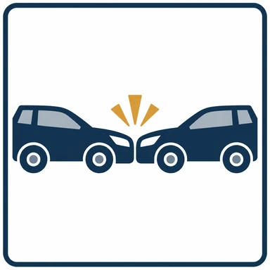 Two cars with an amber collision symbol